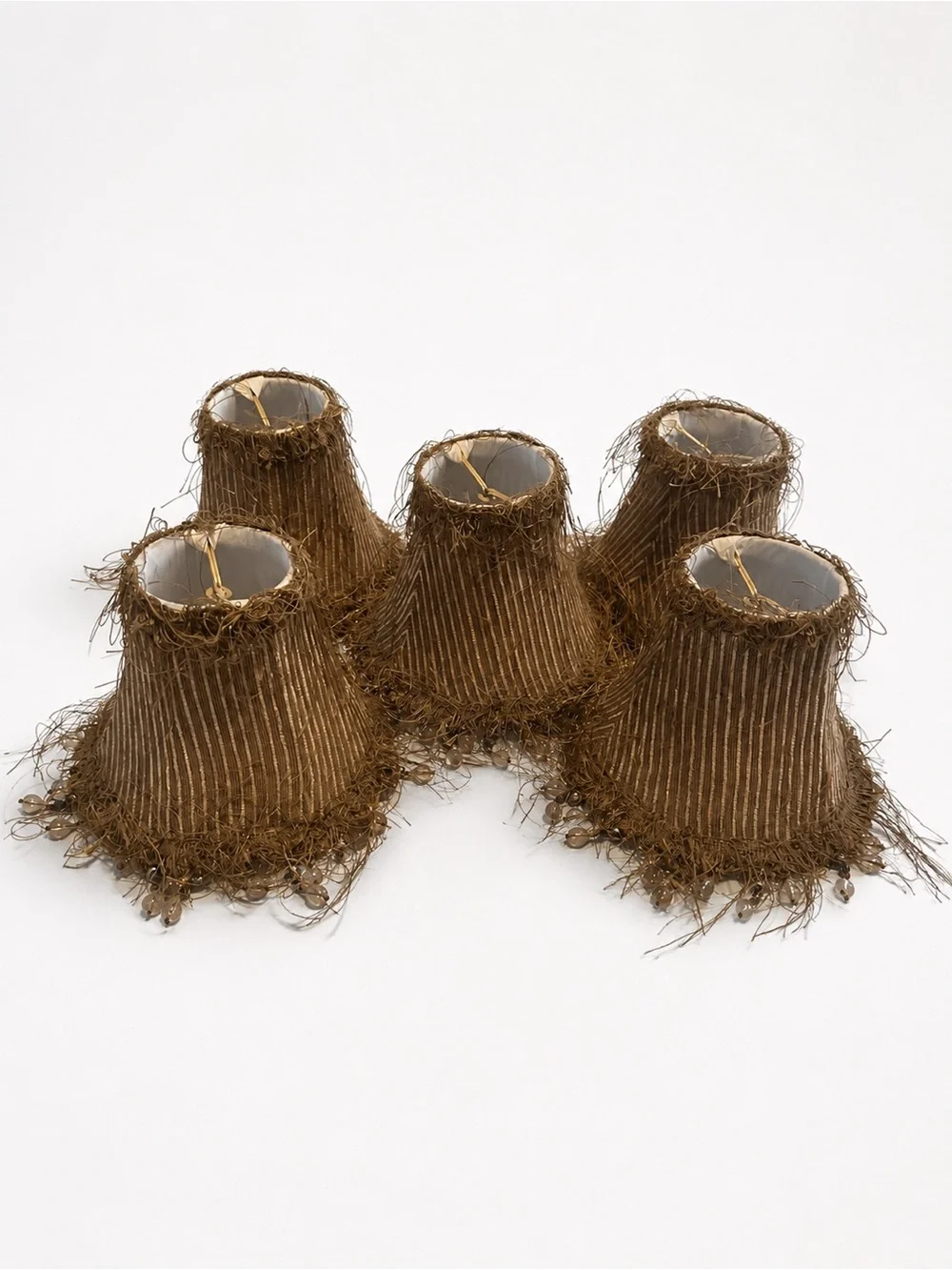 Fringe Beaded Mini Chandelier Lamp Shades Set of 5